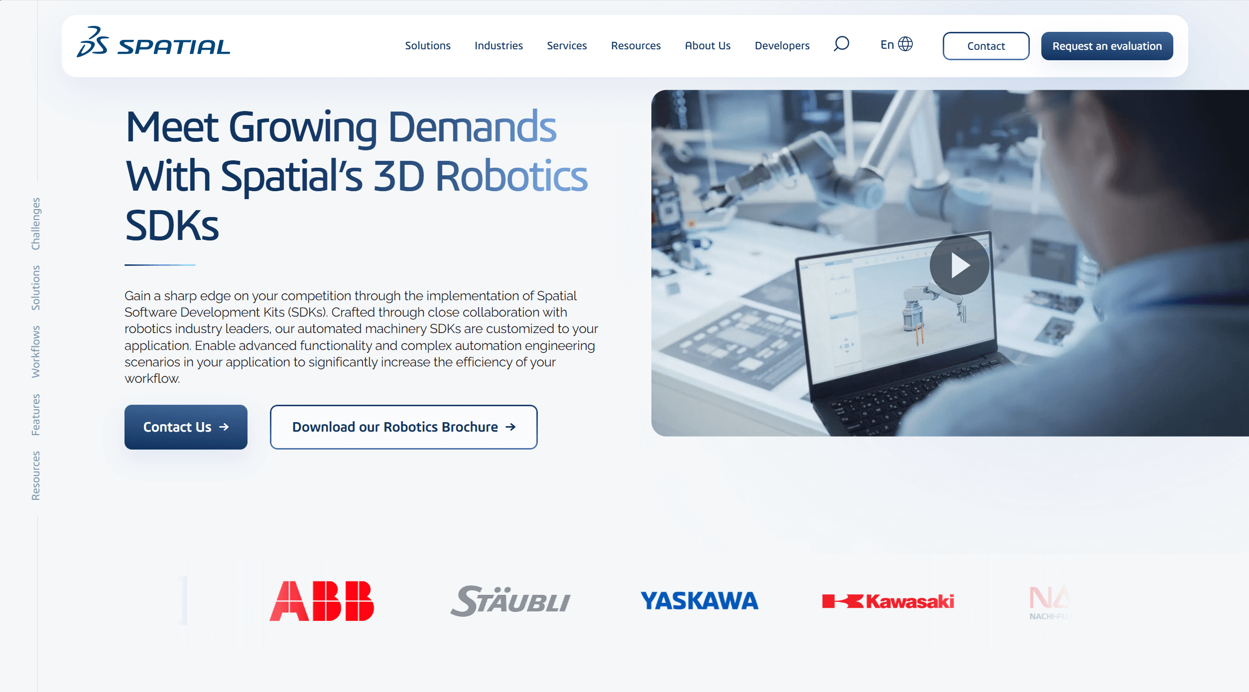 Spatial robotics industry view showing robotics SDK workflow imagery.
